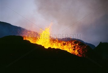 Piton de la Fournaise in eruption in 2001 Reunion Island