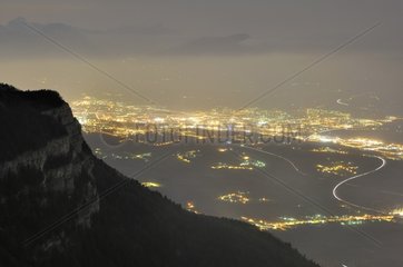 The town of Chambery in the mist and pollution Savoie