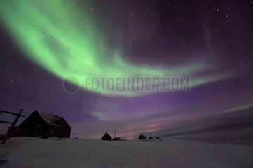 Aurora Borealis above the village of Cap Hope Greenland