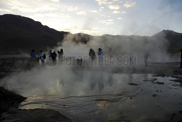 Geysers El Tatio and tourists Atacama Chile