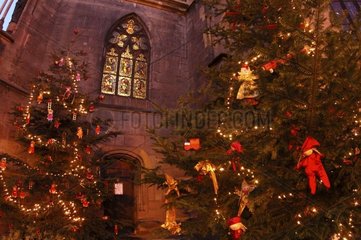 Collegiate Church St. Thiébaut und Weihnachten Sapins Thann Frankreich