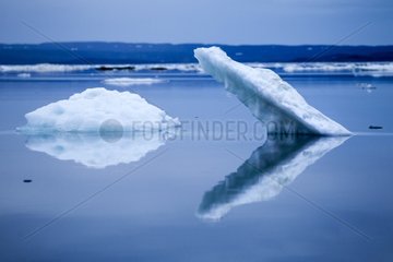 Melting icebergs reflected in Frozen Strait - Nunavut Canada