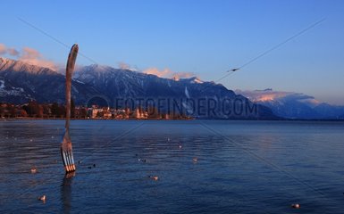 Die Reichweite von Vevey am Genfer der Schweizseesee