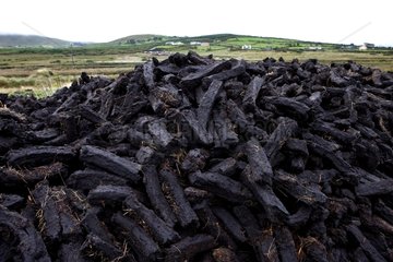 Bricks of fossil combustible peat in Ireland