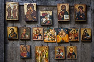 Modern icons in Ecomusée d' Etar in Bulgaria