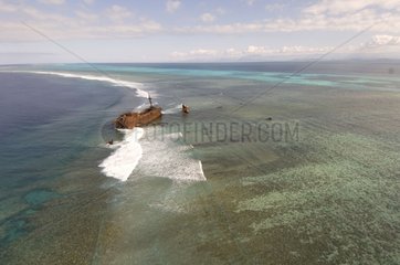 Ship aground in New Caledonia lagoon