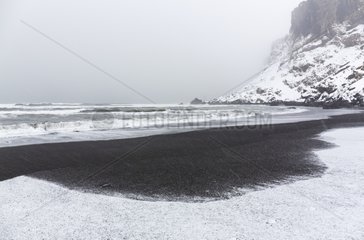 Black beach in winter - Reynisdrangar Vik Iceland
