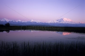 Alaska range and Mac Kinley mount at sunset Alaska