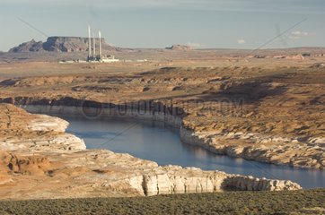 Lake Powell and Navajo nation power plant on the Colorado