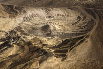 Rocks formation similar to a crater in the middle of the Atacama Desert  Taltal  Chile