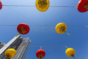 Lanterns in a temple  Hong Kong City  China