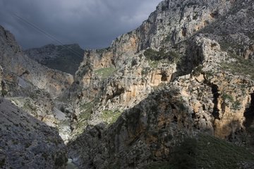 Gorge in the south of Crete under a stormy sky