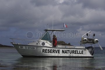 Patrol boat of a coastal natural reserve France