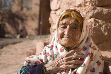 Portrait of Elderly woman smiling Village Abianeh Iran