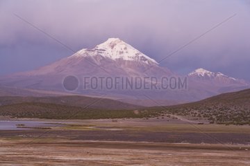 Isluga volcano at sunset Chili