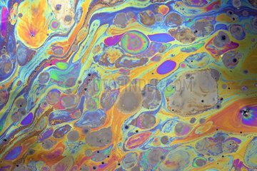 Polarization and diffraction in a puddle of oily water