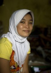 Portrait of young woman veiled Sumatra Indonesia