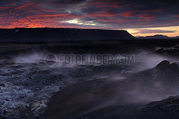 Fumaroles on lava field Leirhnjukur Iceland