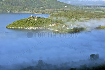 Fog on the Lake Bourget in autumn - France