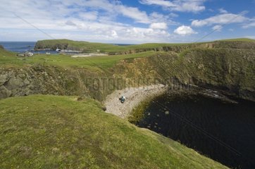 Vehicle fallen from the top of the slope Shetland Scotland