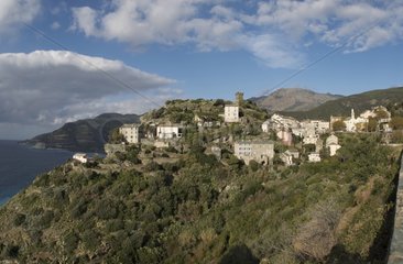 Nonza Dorf und der Turm Paoline Cap Corse Frankreich