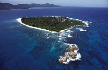 Aerial view of Cousin Island Seychelles