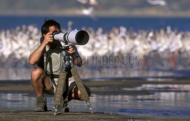 Nature photographer photographying Lake Bogoria Kenya