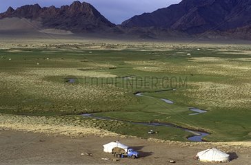 Yurts and landscape of Mongolia