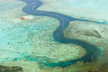 Aerial view of the fault to the sharks in New Caledonia