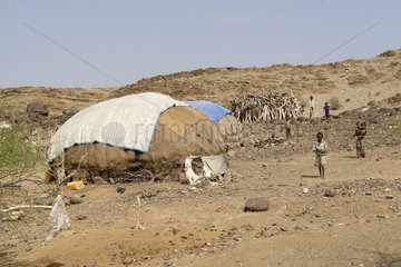 Village Afar in the depression of Danakil North Ethiopia