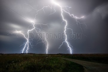 High based storm at night in summer - France Centre