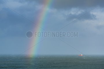 Rainbow sky on the sea - Cantabrian Coast Spain