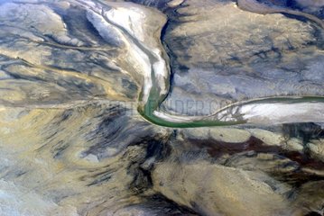 Air shot of a river on Cornwallis Island Nunavut Canada