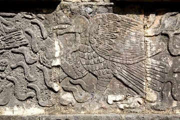 Detail einer Mauer von Maya -Ruinen in Chichen Itza Mexiko