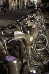 Vélibs Bikes rental in the streets of Paris France