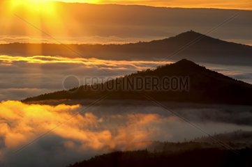 Sunrise over the mountains of Auvergne