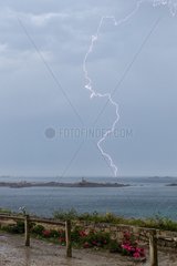 Thunderstorm over the Channel in summer - France
