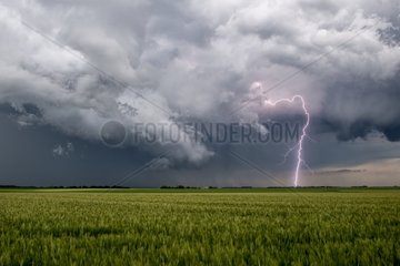 Severe thunderstorm over the campaign in the spring - France