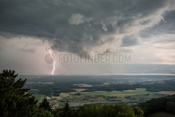 Storm on Geneva lake in summer - France