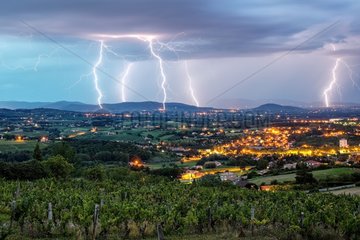 Storm over the Monts du Lyonnais and Maconnais - France