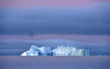 Icebergs in the boreal night - Scoresbysund Greenland