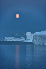 Moonrise and Icebergs - Scoresbysund Greenland