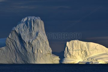 Icebergs under the midnight sun - Scoresbysund Greenland