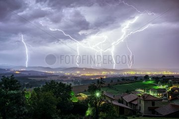 Successive storms over a city - Auvergne France