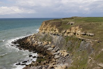 Sandstone cliffs of clay and Cap Gris-Nez in Pas de Calais