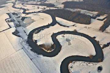 Meanders of the Oise river in winter - Picardy France