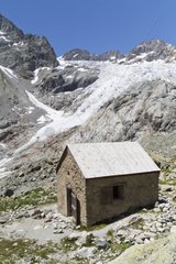 Mountain hut Glacier Blanc Ecrins NP Alps France