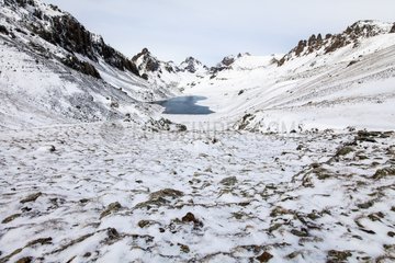 First snow on the Lake Oronaye - Ubaye Alps France