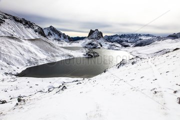 First snow on the Lake Roburent - Ubaye Alps France