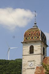 Wind and steeple of the church Comte de Valon Doubs